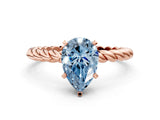 Rose gold Fancy Blue Pear  Cut Solitaire Twisted Band with Four-Prong Setting_101
