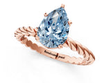 Rose gold Fancy Blue Pear  Cut Solitaire Twisted Band with Four-Prong Setting_102