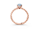 Rose gold Fancy Blue Pear  Cut Solitaire Twisted Band with Four-Prong Setting_104