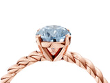 Rose gold Fancy Blue Pear  Cut Solitaire Twisted Band with Four-Prong Setting_105