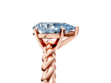 Rose gold Fancy Blue Pear  Cut Solitaire Twisted Band with Four-Prong Setting_106