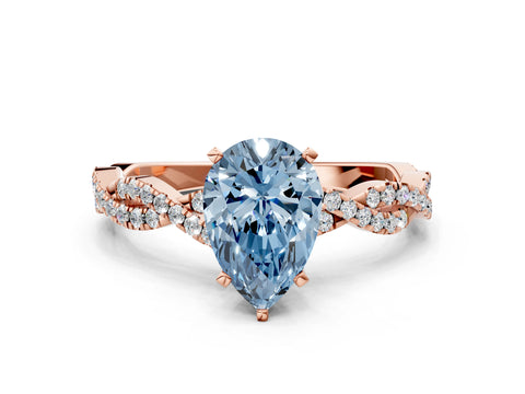 Rose gold Fancy Blue Pear Cut Solitaire Twisted Pave Band with Four-Prong Setting_3