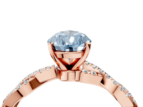 Rose gold Fancy Blue Pear Cut Solitaire Twisted Pave Band with Four-Prong Setting_7