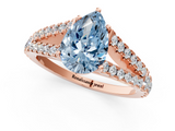 Rose gold Fancy Blue Pear  Cut Split Shank Pave Diamond Engagement Ring with Four-Prong Setting_78