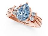 Rose gold Fancy Blue Pear  Cut Three-Stone Channel Set Ring with Bar Prongs_48