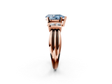 Rose gold Fancy Blue Pear  Cut Three-Stone Channel Set Ring with Bar Prongs_49