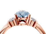 Rose gold Fancy Blue Pear  Cut Three-Stone Channel Set Ring with Bar Prongs_51