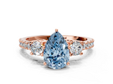 Rose gold Fancy Blue Pear  Cut Three-Stone Diamond Pavé Band with Prong Setting_17