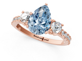 Rose gold Fancy Blue Pear  Cut Three-Stone Diamond Pavé Band with Prong Setting_18