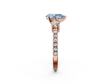 Rose gold Fancy Blue Pear  Cut Three-Stone Diamond Pavé Band with Prong Setting_19