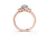 Rose gold Fancy Blue Pear  Cut Three-Stone Diamond Pavé Band with Prong Setting_20