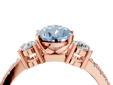 Rose gold Fancy Blue Pear  Cut Three-Stone Diamond Pavé Band with Prong Setting_21