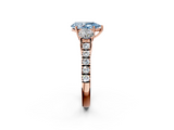 Rose gold Fancy Blue Pear  Cut Three-Stone Diamond Pave Band with Prong Setting_38
