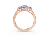 Rose gold Fancy Blue Pear  Cut Three-Stone Diamond Pave Band with Prong Setting_39