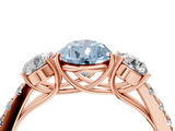 Rose gold Fancy Blue Pear  Cut Three-Stone Diamond Pave Band with Prong Setting_40
