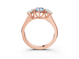 Rose gold Fancy Blue Pear Cut Three-Stone Diamond Ring with Prong Setting on a Classic Band_15