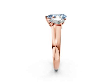 Rose gold Fancy Blue Pear Cut Three-Stone Diamond Ring with Prong Setting on a Classic Band_2