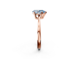 Rose gold Fancy Blue Pear  Cut Three-Stone Solitaire Ring with Round Accent Diamonds and Four-Prong Setting_22