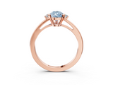 Rose gold Fancy Blue Pear  Cut Three-Stone Solitaire Ring with Round Accent Diamonds and Four-Prong Setting_23