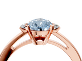 Rose gold Fancy Blue Pear  Cut Three-Stone Solitaire Ring with Round Accent Diamonds and Four-Prong Setting_24