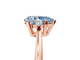 Rose gold Fancy Blue Pear  Cut Three-Stone Solitaire Ring with Round Accent Diamonds and Four-Prong Setting_25