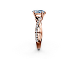 Rose gold Fancy Blue Pear  Cut Twist Band Solitaire Diamond Ring with Pavé Setting_5