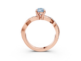 Rose gold Fancy Blue Pear  Cut Twist Band Solitaire Diamond Ring with Pavé Setting_6