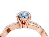 Rose gold Fancy Blue Pear  Cut Twist Band Solitaire Diamond Ring with Pavé Setting_7