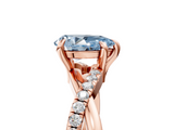 Rose gold Fancy Blue Pear  Cut Twist Band Solitaire Diamond Ring with Pavé Setting_8