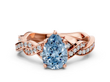 Rose gold Fancy Blue Pear  Cut Twisted Pavé Band Solitaire Ring with Four-Prong Setting_55
