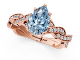 Rose gold Fancy Blue Pear  Cut Twisted Pavé Band Solitaire Ring with Four-Prong Setting_56