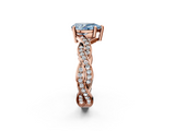 Rose gold Fancy Blue Pear  Cut Twisted Pavé Band Solitaire Ring with Four-Prong Setting_57
