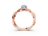 Rose gold Fancy Blue Pear  Cut Twisted Pavé Band Solitaire Ring with Four-Prong Setting_58