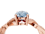 Rose gold Fancy Blue Pear  Cut Twisted Pavé Band Solitaire Ring with Four-Prong Setting_59
