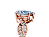 Rose gold Fancy Blue Pear  Cut Twisted Pavé Band Solitaire Ring with Four-Prong Setting_60