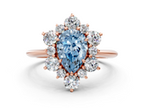 Rose gold Fancy Blue Pear  Diamond Cluster Halo Ring with Solitaire Band and Four-Prong Setting_20