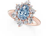 Rose gold Fancy Blue Pear  Diamond Cluster Halo Ring with Solitaire Band and Four-Prong Setting_21