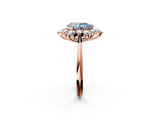 Rose gold Fancy Blue Pear  Diamond Cluster Halo Ring with Solitaire Band and Four-Prong Setting_22