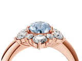 Rose gold Fancy Blue Pear  Diamond Cluster Halo Ring with Solitaire Band and Four-Prong Setting_24