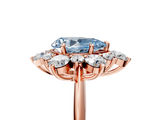 Rose gold Fancy Blue Pear  Diamond Cluster Halo Ring with Solitaire Band and Four-Prong Setting_25