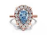 Rose gold Fancy Blue Pear  Diamond Cluster Halo Solitaire with Four-Prong Setting_95