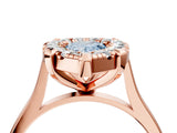 Rose gold Fancy Blue Pear  Diamond Cluster Halo Solitaire with Four-Prong Setting_99
