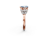 Rose gold Fancy Blue Pear  Diamond Cluster Leaf Design Ring with Prong Setting_55
