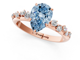 Rose gold Fancy Blue Pear  Diamond Cluster Prong-Set Solitaire Ring_61