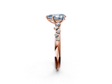 Rose gold Fancy Blue Pear  Diamond Cluster Prong-Set Solitaire Ring_62