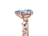 Rose gold Fancy Blue Pear  Diamond Cluster Prong-Set Solitaire Ring_65