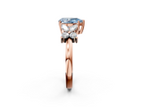 Rose gold Fancy Blue Pear  Diamond Floral Cluster Ring with Solitaire Band and Prong Setting_57