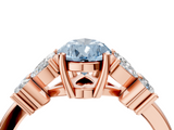 Rose gold Fancy Blue Pear  Diamond Floral Cluster Ring with Solitaire Band and Prong Setting_59