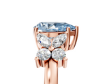 Rose gold Fancy Blue Pear  Diamond Floral Cluster Ring with Solitaire Band and Prong Setting_60