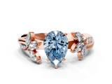 Rose gold Fancy Blue Pear  Diamond Floral Vine Solitaire Engagement Ring_3